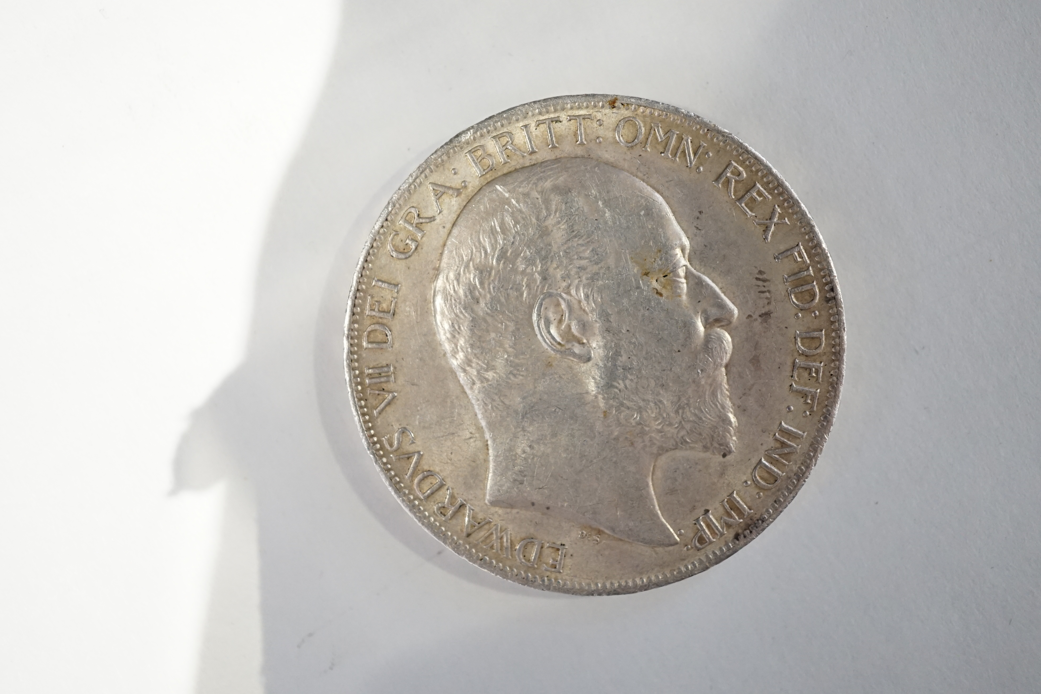 British silver coins, Edward VII, Crown, 1902, near EF